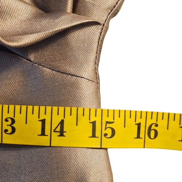 Max Mara Taupe Ruched Italian Dress 6 Elegant Silk Cocktail Minimalist Old Money - Picture 7 of 14